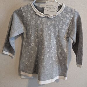 Mayoral Glitter 12 Month Sweater Dress Baby Girl Toddler Gray Cheetah Print NEW